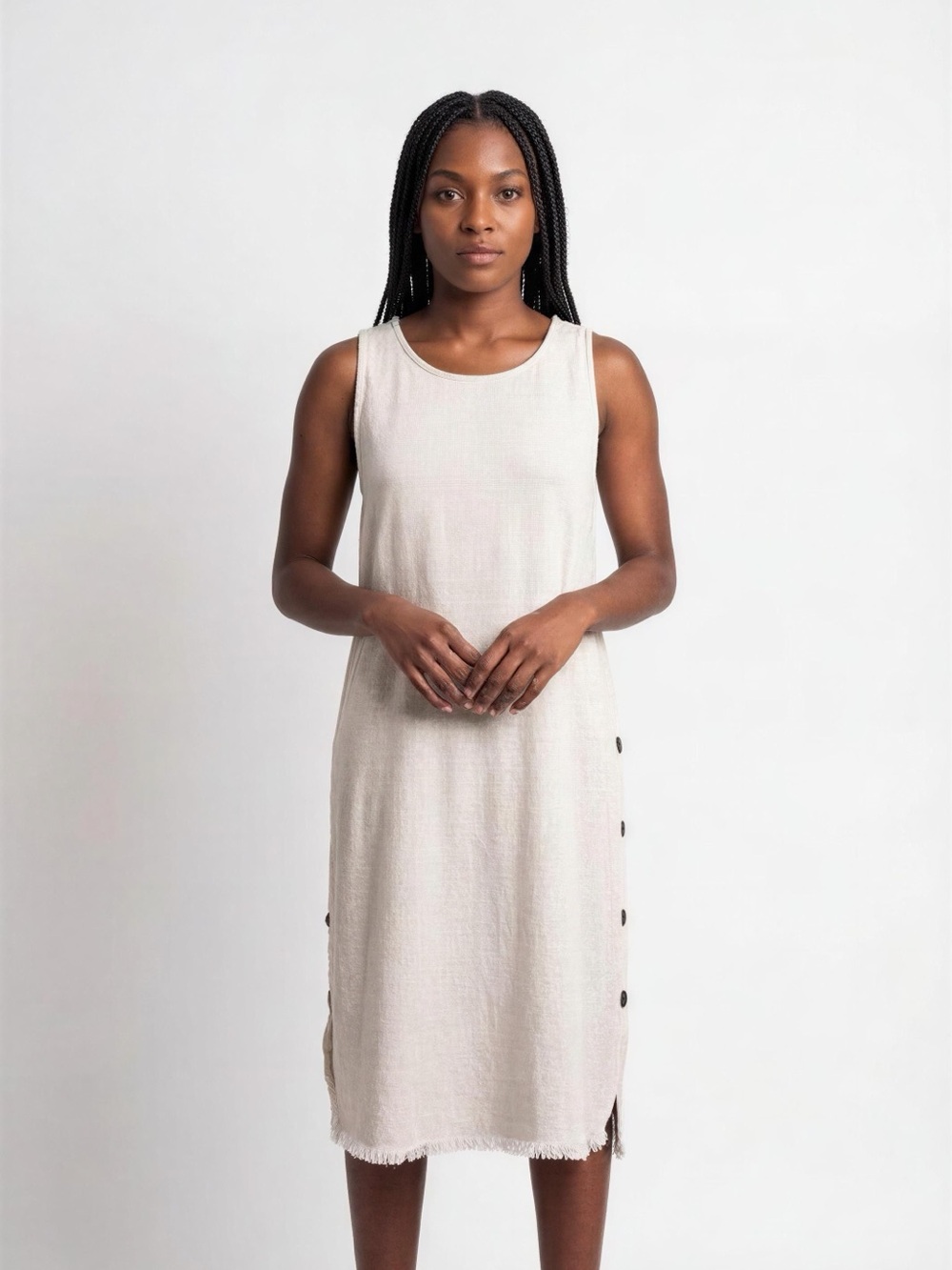 Chelsea‎ & Theodore Cream Sleeveless Midi Shift Dress